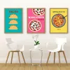 Ljus rolig mat canvas målning pizza tacos ramen pasta tecknad stil mat affischer och tryck väggkonst maximalistisk trendiga rum retro pop dekor bilder 06