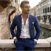 Ternos masculinos, blazers, listras azuis marinhos, ajuste fino, 2 peças, jaqueta, calças, conjunto, para, noivo, casamento, smoking, formal, negócios, escritório, blazer, masculino