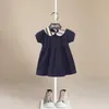 Robes pour filles Robe d'été Bébés filles Coton Floral Col de poupée Rayé Vêtements décontractés Doux et confortable pour tout-petits enfants de 1 à 7 ansHKD230712