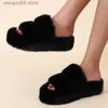 Slippers Mode Vrouwen Pluizige Slippers Winter Warme Slippers Vrouw Platte Platform Slippers Hoge Kwaliteit Furry Faux Fur Slides Voor vrouwen 42 T230713