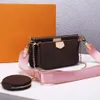 Bolsa feminina de grife de luxo Moda Top carteiras estampadas com flores Bolsas de ombro para meninas Baratas Bolsa transversal com vários bolsos Bolsa de corrente por atacado