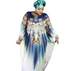 Sukienki swobodne 2023 Szyfowa Diamentowa sukienka muzułmańska afrykańska długa Burqa duży rozmiar wybuchowy odzież damska 8605#