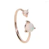 Cluster Rings 925 Sterling Silver Adjust Mini Knuckle White Fire Opal Women Girl Fashion Stone Elegant Simple Ring