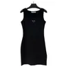 P-Ra Designer Women's Casual Dresses Summer Dress Fashion Brands Womens Tops Tank Dress Knitted Cotton U Neck Sleeveless Solid Sexy Elasticity Bodycon Dress 7097