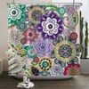 Duschvorhänge im böhmischen Stil, Duschvorhänge, Mandala-Boho-Blumen- und Pflanzen-Druck, Badezimmervorhänge, wasserdichter Badvorhang aus Polyester