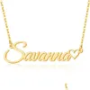 Collane con ciondolo Dobling Custom Big Brush Lettere corsive Targhetta Collana Cz Iced Out Personalizzato Icy Name Choker Charm con corda Dh0Yb