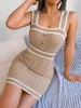 Urban Sexy Dresse Summer Casual Color Block Button Bodycon Dress Knitwear 230714