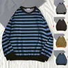 Erkek Tişörtleri Sonbahar Kış Yuvarlak Boyun Stripir Sweatshirt Külot Üstler Uzun Kollu Gevşek Sıradan Hoodies T-Shirt Sweatshirt Moletom