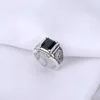 100 925 Sterling Silver New Arrival Retro Black Crystal Men Ring Original Jewelry For Man Christmas Gift Never Fade Cheap L230704