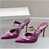 Luxury sandals dress satin crystal party dinner shoes red green carpet summer dress ladies high heels