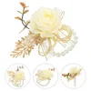 Dekorativa blommor bröllopsmaterial prom dekor blommor armband brud hand corsage siden tyg falsk armband brudgum brudtärna tillbehör