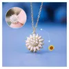 Pendant Necklaces Rotating Anxiety Sunflower Necklace for Women Zircon Crystal AntiStress Fidget Spining Luxury Jewelry 230714