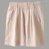 Pantaloni da donna LuckBN Pantaloncini da abito Summer Quarter Thin Tinta unita Loose Fitting Coreano Casual