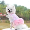 Chien vêtements Bichon jupe Pet dentelle tulle robe chiot fleur gaze fête mariage chat princesse vêtements