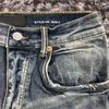 Jeans Uomo Lavato Splash-Ink Strappato Blu Fashion Brand Alta Qualità