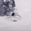 ITSMOS Natuurlijke Lapis Ringen Verzilverd Koper Ovale Steen Lapis Lazuli Band Ringen Dainty Luxe Sieraden voor Vrouwen Gift L230704