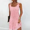 Urban Sexy Dresses Lady Seaside Casual Women Vintage Lace Hollow Out Patchwork Beach Dress Summer Embroidery Pattern Sleeveless Mini 230714