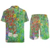 Fatos de treino masculinos Farm Garden com girassol Conjuntos masculinos Folral Print Conjunto de camisas casuais Tendências Shorts de praia Terno de design de verão Roupa de 2 peças