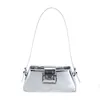 Sacs de soirée LEFTSIDE Silver Shouder Sacs pour femmes Printemps Y2K Petit sac à main Brillant PU Cuir Marque de luxe Femme Underarm Sacs à main Rose 230713