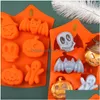 Backformen Sile Orange Schokolade Mod Halloween DIY Fondant Candy SKL Kürbis Fledermaus Keksform VT1741 Drop Lieferung Home Garden Kit DHIWP