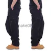 Men's Pants Cotton Cargo Pants Men Overalls Army Military Style Tactical Workout Straight Trousers Outwear Casual Multi Pocket Baggy Pants J230714