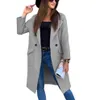 2023 Women's Wool New Autumn/Winter Solid Color Long Sleeve Suit Collar Button Pocket Woolen Coat