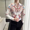 Men's Casual Shirts Vintage Floral Dress Shirts Men Blouse Party Wedding Long Sleeved Formal Camisas Masculinas Brand Stylish Mens Designer Clothes T230714