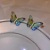 Stud Earrings Light Luxury Style Resin Butterfly For Women Girls Korean Forest Shiny Wedding Gifts 2023