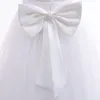 Flickans klänningar Girl Dress Elegant Bridesmaid Girl Wedding Party Long Gown Kids White Bow First Communion Costume Födelsedag Princess Kläder 230714