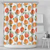 シャワーカーテンクリエイティブフレッシュフルーツオレンジアップルアートシャワーカーテン防水バスルームの装飾夏のポリエルスターハンギングバスカーテンとフック