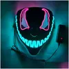 Masques de fête Led Halloween Masque Lumineux Glow In The Dark Cosplay Masques 14 Couleurs Drop Delivery Home Garden Festive Supplies Dhmti