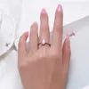 Modian genuíno prata esterlina 925 moda romântico oval rosa opala anel de dedo para mulheres meninas charme festa joias finas presentes l230704