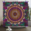 Duschvorhänge im böhmischen Stil, Duschvorhänge, Mandala-Boho-Blumen- und Pflanzen-Druck, Badezimmervorhänge, wasserdichter Badvorhang aus Polyester