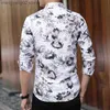 Men's Casual Shirts LIFENWENNA Spring Men's Shirt New Fashion Chinese Style Print Long Sleeve Shirts Men Casual Flower Beach Hawaiian Shirt 6XL 7XL T230714