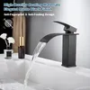 Bathroom Sink Faucets G1 2 Basin Brass Gold Elegant Waterfall Faucet Single Lever Hole Deck Mount Big Square Spout Mixer Taps 230713