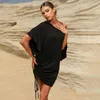 Stage Wear Oblique Shoulder Latin Dance Dress Sexy Lace Up Leg Women Short Sleeves Professional Dancing SL8158