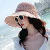 Breda brim hattar koreansk sommarstrand hatt blomma vikbar havssemester solskyddsmedel stora takfoten SUNMEAL