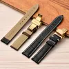 Watch Bands Brand Genuine Calf Leather Strap Bracelet Watchband Stainless Steel Butterfly Deployant Buckle Clasp 20m 22mm 24mm