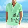 Men's Casual Shirts Hawaiian For Men Print Short Sleeve Top Fashion Simple White Shirt Holiday Blouse Oversized Tee Clothing