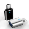 Aluminum USB adapter USB 3.0 to Type C Device USB aluminum shell with blue light for MacbookPro Xiaomi Huawei Type-C OTG Converter