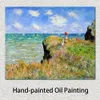 Impressionist Canvas Art Clifftop Walk at Pourville 1882 Claude Monet Painting Handmade Oil Reproduction Modern Hotel Room Decor