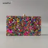 Borse da sera Big Colorful Glitter Acrilico Box Borsa Portafoglio Ladies Luxury Borsa da donna Pochette Spalla Shell Flap Borsa da sposa 230714