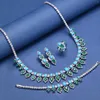 Necklace Earrings Set 2023 Turquoise Cubic Zirconia United Arab Emirates Dubai Women's Wedding Jewelry Nigeria Africa Earring