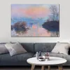 Pinturas em tela feitas à mão por Claude Monet Sunset on The Seine at Lavacourt Winter Effect Modern Art Kitchen Room Decor