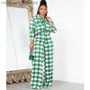 Women's Two Piece Pants Plaid Print Pant Sets 2 Piece Sets Womens Outfits Elegant Long Sleeve Shirt Top and Wide Leg Pants Workwear Matching Sets Club T230714