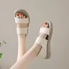 تغطى النساء من الجلد الترفيهي في الهواء الطلق Slides Summer Heel بطريقتين ارتداء النعال مسطحة على أحذية غير رسمية 894