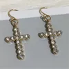 Dangle Earrings Brincos Crystal Drop Fashion Gold Color Alloy Finishing Cross Pendant for Women Jewelry Wholesale
