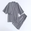 Japanische Kimono Baumwolle Pyjamas Männer Samurai Kostüm Bademantel Haori Yukata Jinbei Set Nachtwäsche Kurzarm Frau Japan Clothes316H
