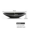 Plates Sushi Seasoning Frosted Black Durable Sturdy Japanese Sashimi Plate Retro Oval Specialty Trays Kitchen Tableware
