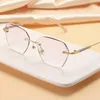 Sunglasses Ladies Trend Reading Glasses With Diamond Men Women Blue Light Blocking Diopter Eyewear Luxury Fashion Rimless Eyeglasses